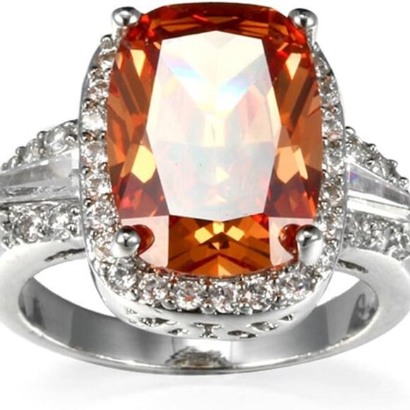 Silver Morganite and CZ Fashion Ring Size 10 - Flawed - Picture 12 of 13